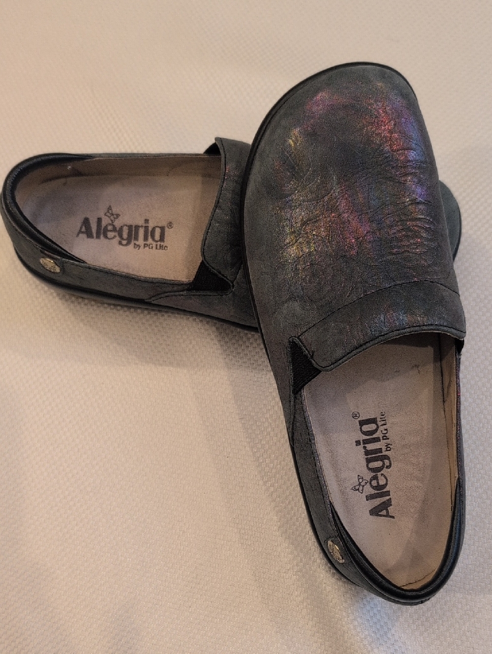 Alegria Iridescent Loafers - Gray with Subtle Rainbow Sheen